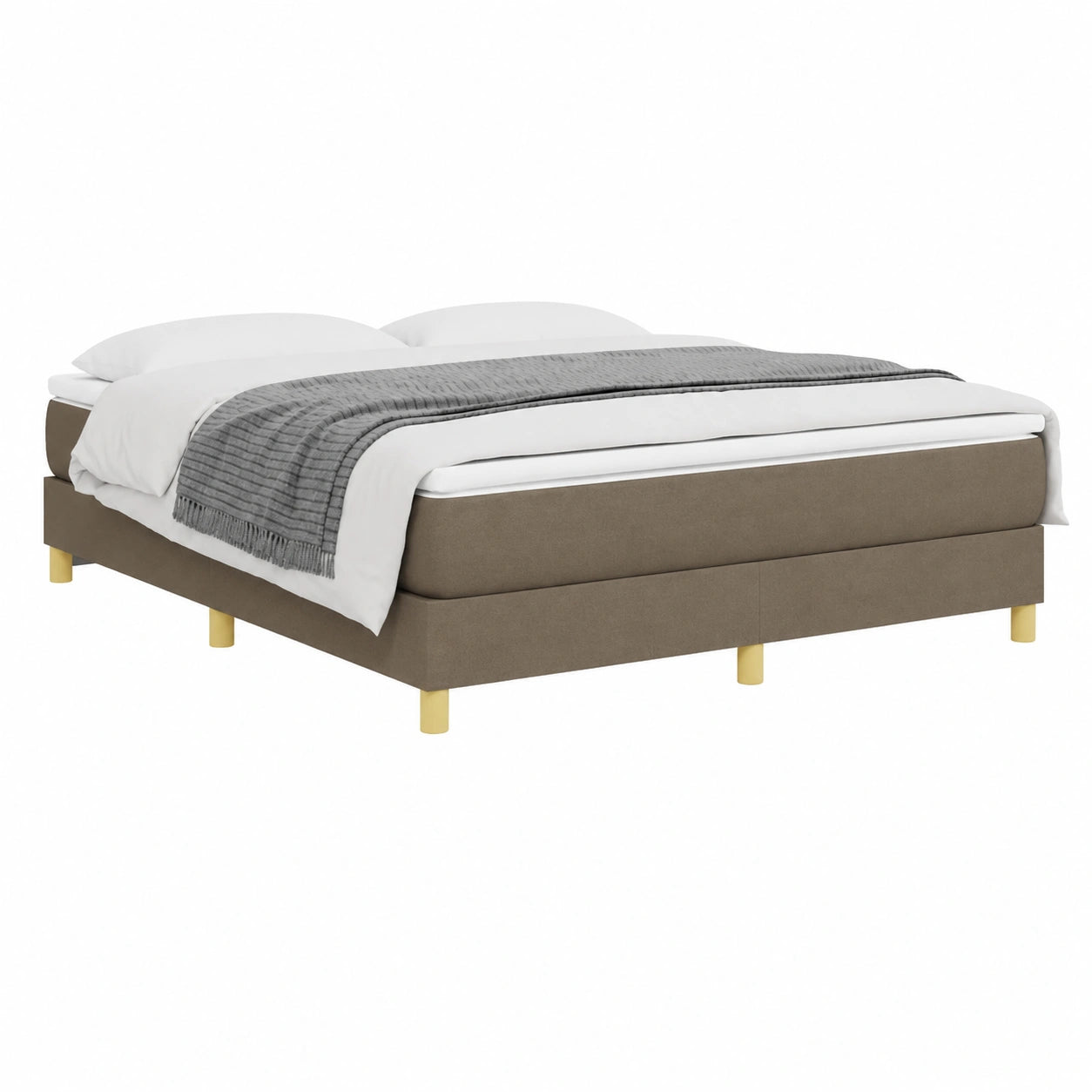 Lit, en tissu, avec sommier, coloris taupe, 140 x 190 cm, pour la chambre