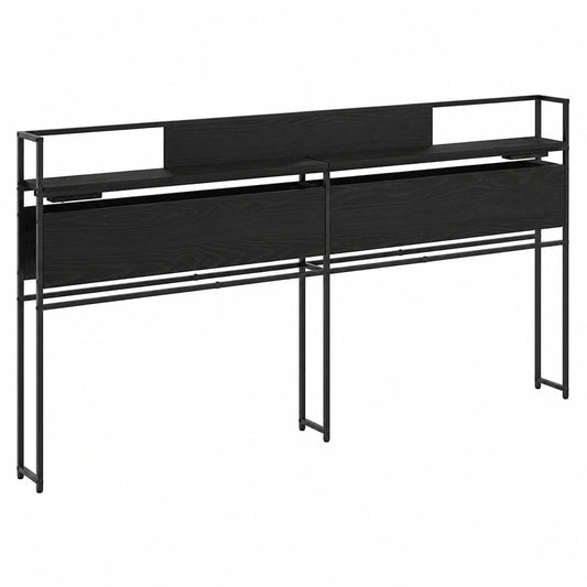 Lit, avec rangement, avec étagères, en chêne, coloris noir, pour la chambre