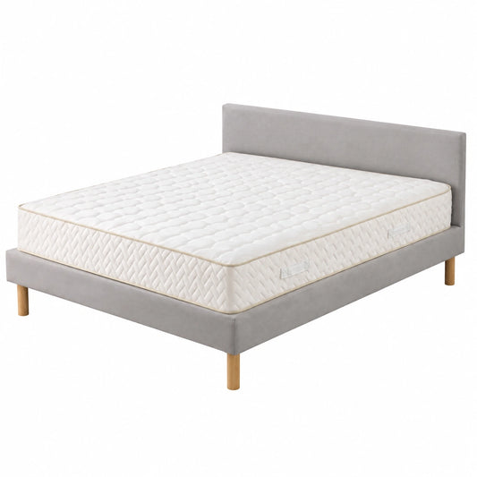 Matelas, avec sommier, 140 x 190 cm, coloris gris, pour la chambre