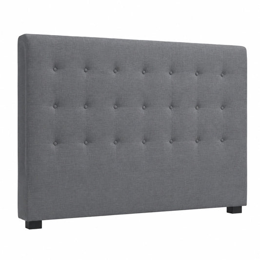 Lit, en tissu, rembourré, coloris gris, pour la chambre