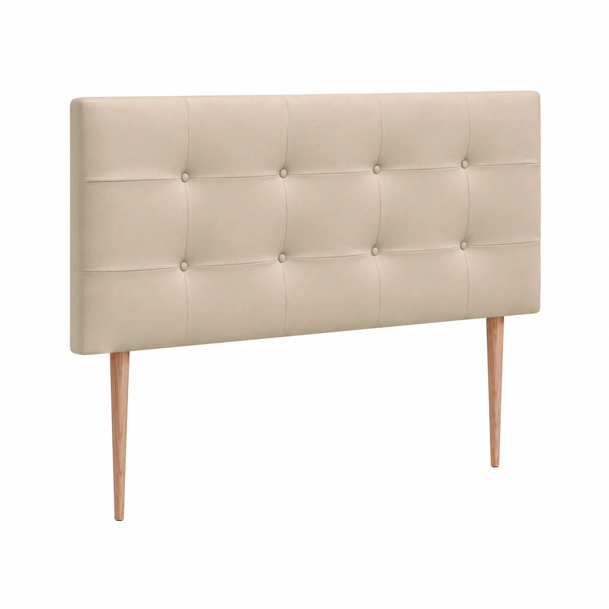 Lit, en tissu et similicuir, coloris beige, 160 x 115 cm, pour la chambre