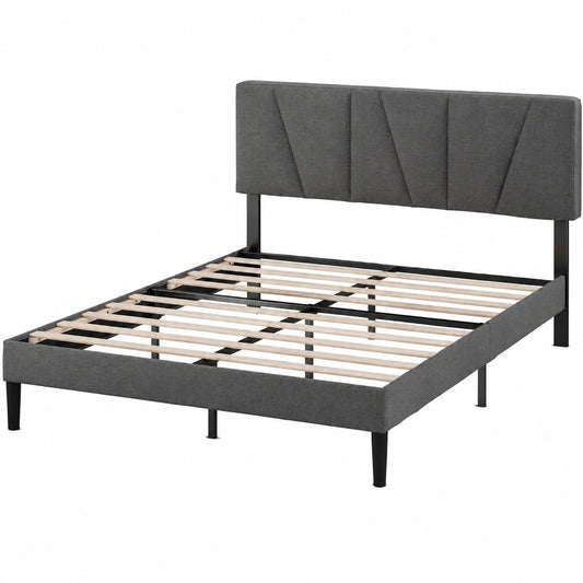 Lit, 2 places, avec sommier, coloris gris, 140 x 190 cm, pour la chambre