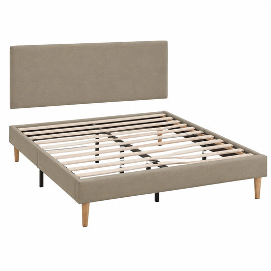 Lit, avec sommier, coloris beige, 160 x 200 cm, pour la chambre