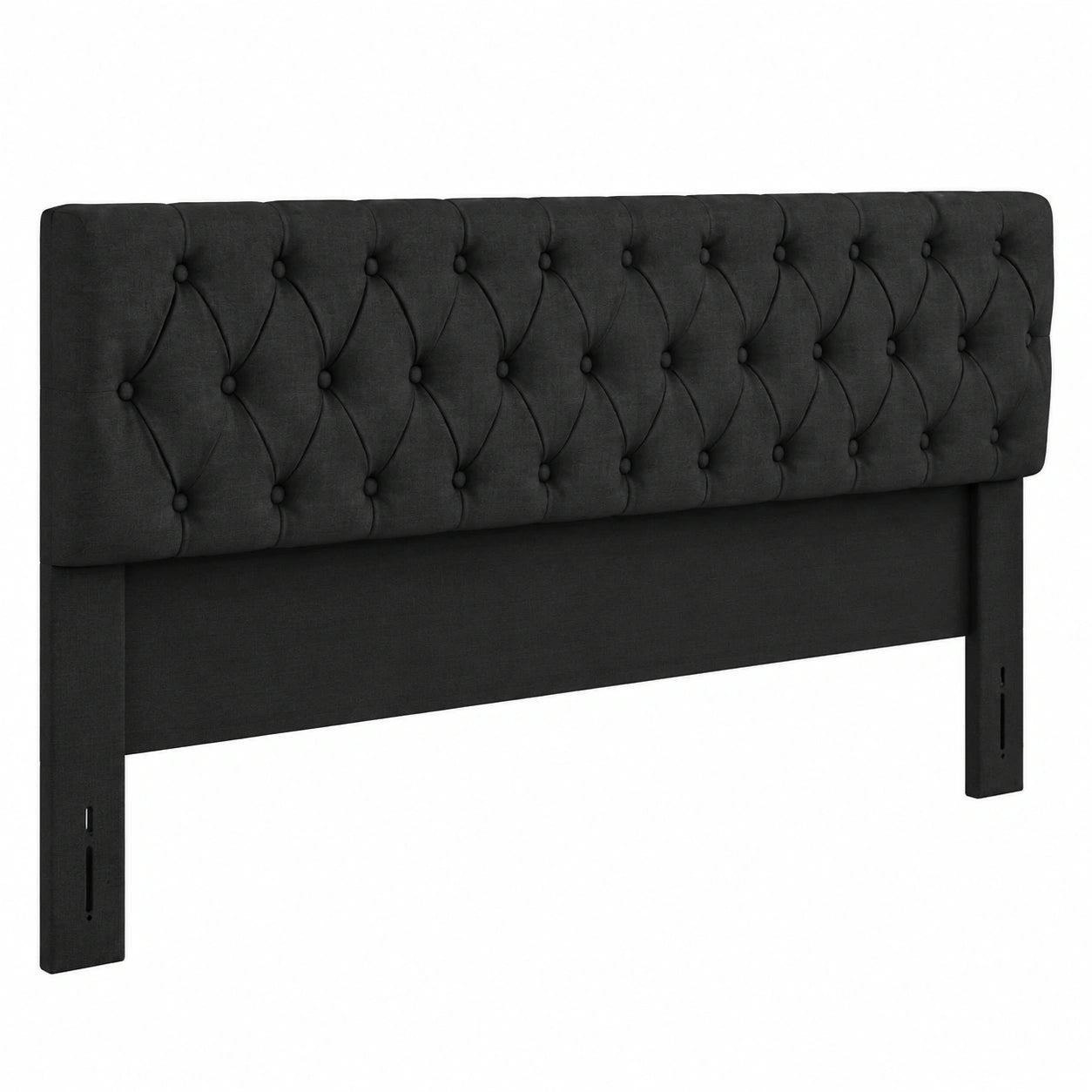 Lit, en tissu, coloris noir, pour la chambre